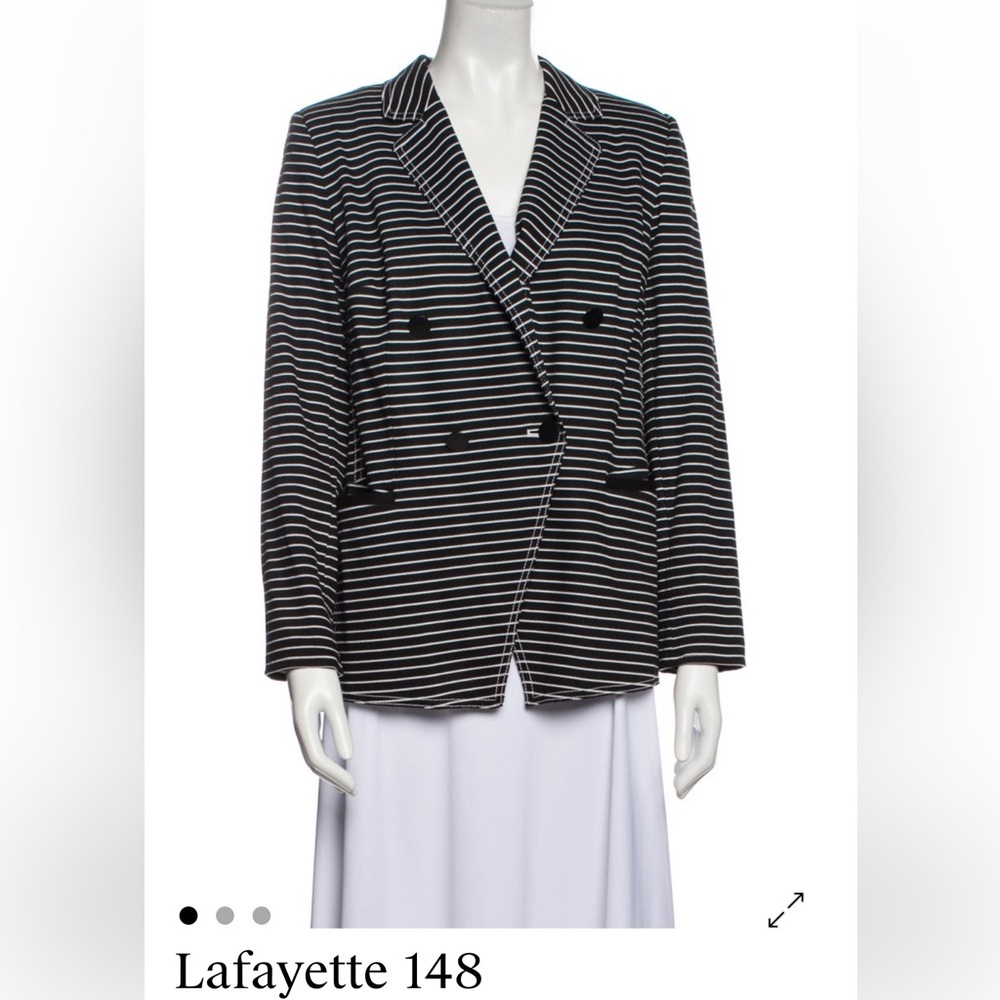Lafayette 148 New York Black and White Striped Blazer